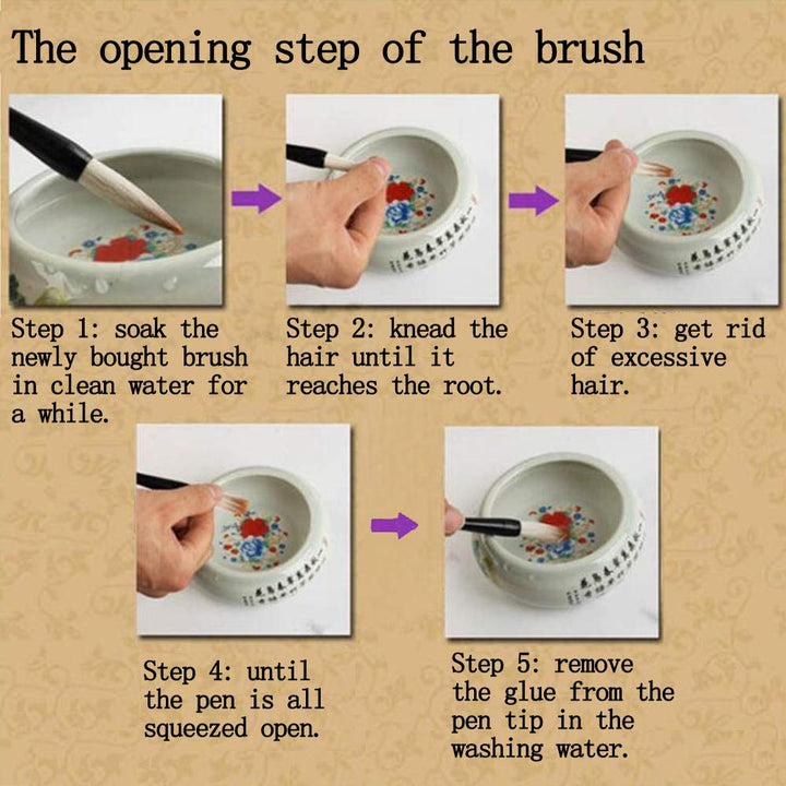 Juedi Chinese Calligraphy Brush Set Chinese Brush Set Watercolor Sumi Drawing Brush Writing Painting Pack of 5