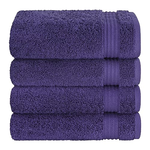 Hand Towels for Bathroom, 100% Cotton Turkish 4 Piece Hand Towel Set, Soft Absorbent Face Towels Clearance Set, Purple Hand Towels