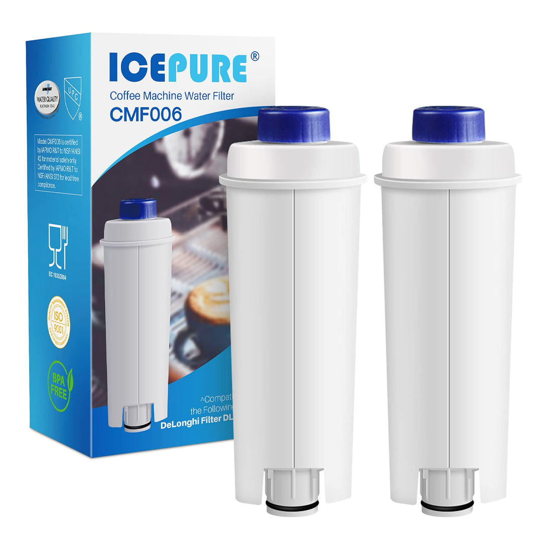 ICEPURE Coffee Machine Water Filter for Delonghi DLSC002, Replacement Filter Cartridge with Activated Carbon, Compatible with ECAM, ETAM, EC680, EC800 (2-Pack)