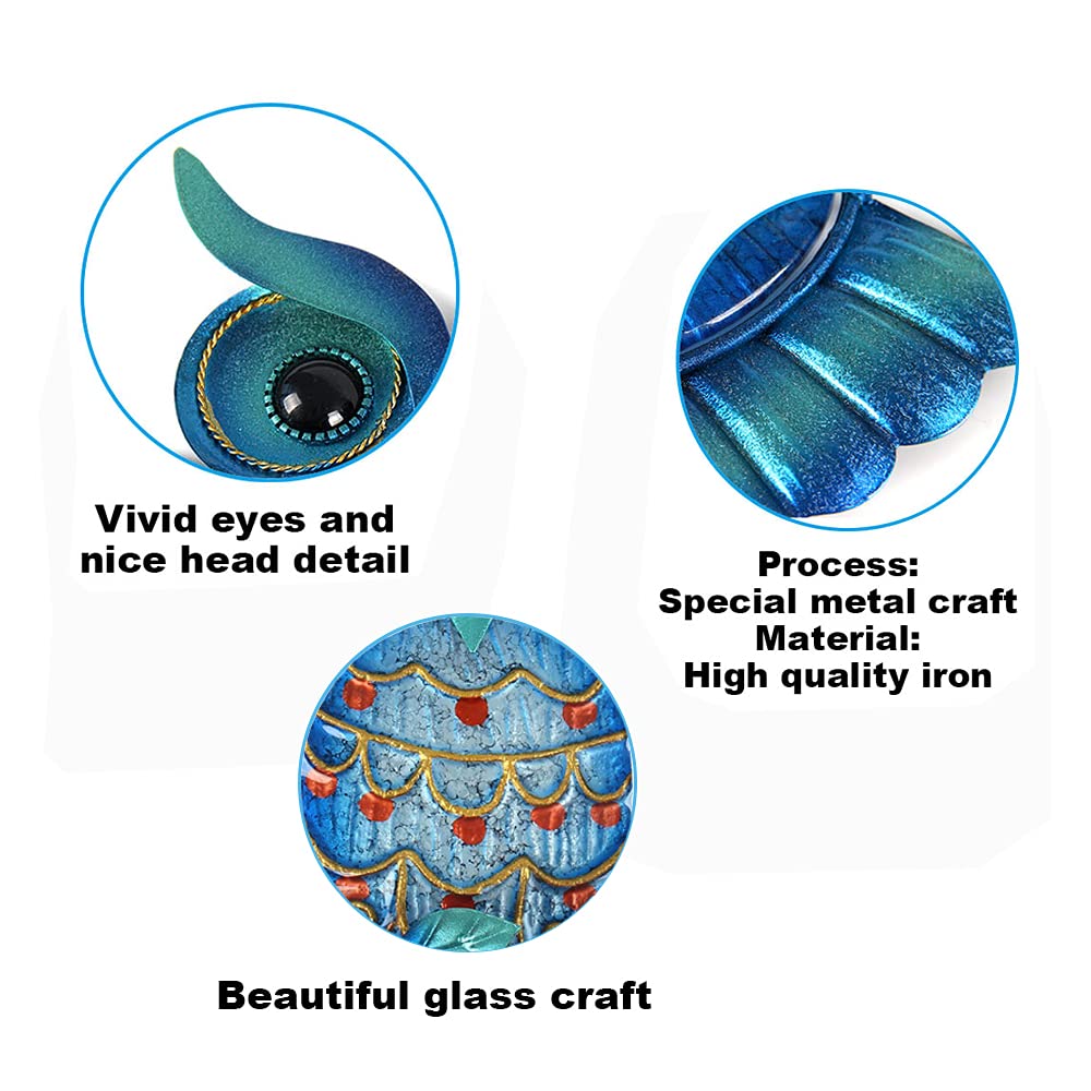 LIFFY Metal Owl Wall Decor - Outdoor Wall Art - Glass H