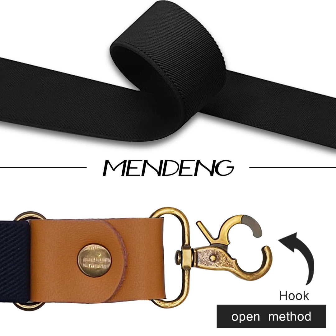 Men Black Y Back Suspenders Bronze Snap Hooks Braces for Wedding Party
