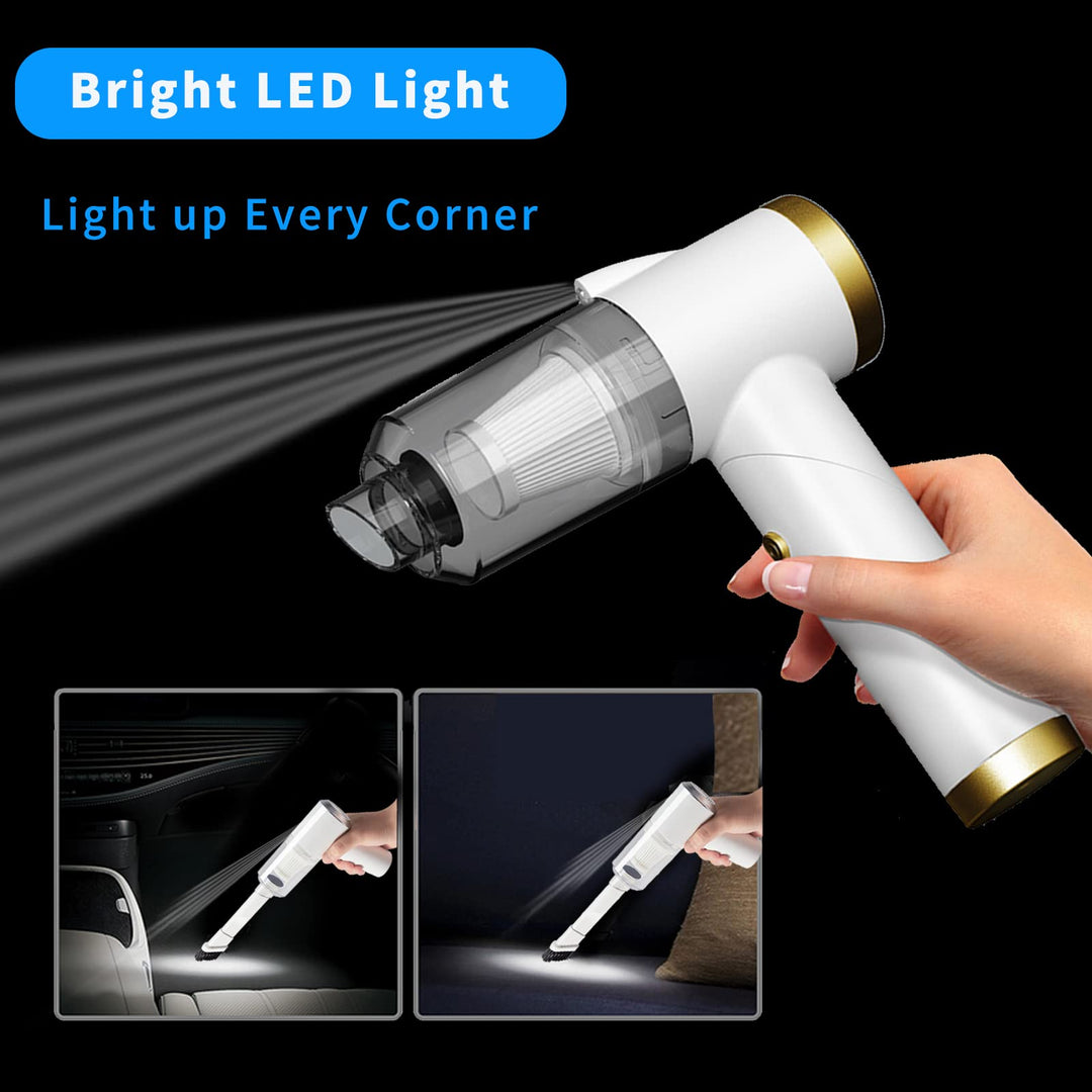 Handheld Vacuum Cordless, 9000Pa Strong Suction, 90°Foldable Mini Portable Vacuum Cleaner, Rechargeable and Lightweight Hand Vacuum with LED Light for Car/Home/Pet Cleaning(White)