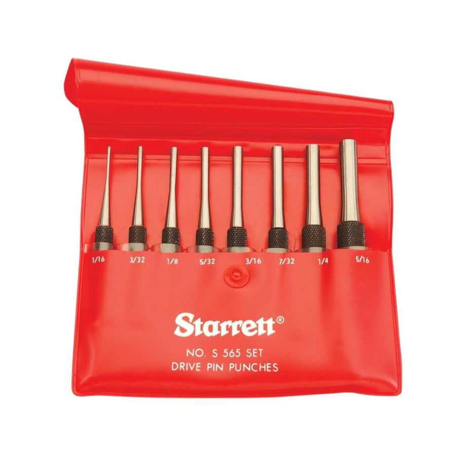 Drive Pin Punch Set with Knurled Grip and Protective Vinyl Case - 4 Length, 1/16, 3/32, 1/8, 5/32, 3/16, 7/32, 1/4, 5/16 Punch Diameter - S565PC