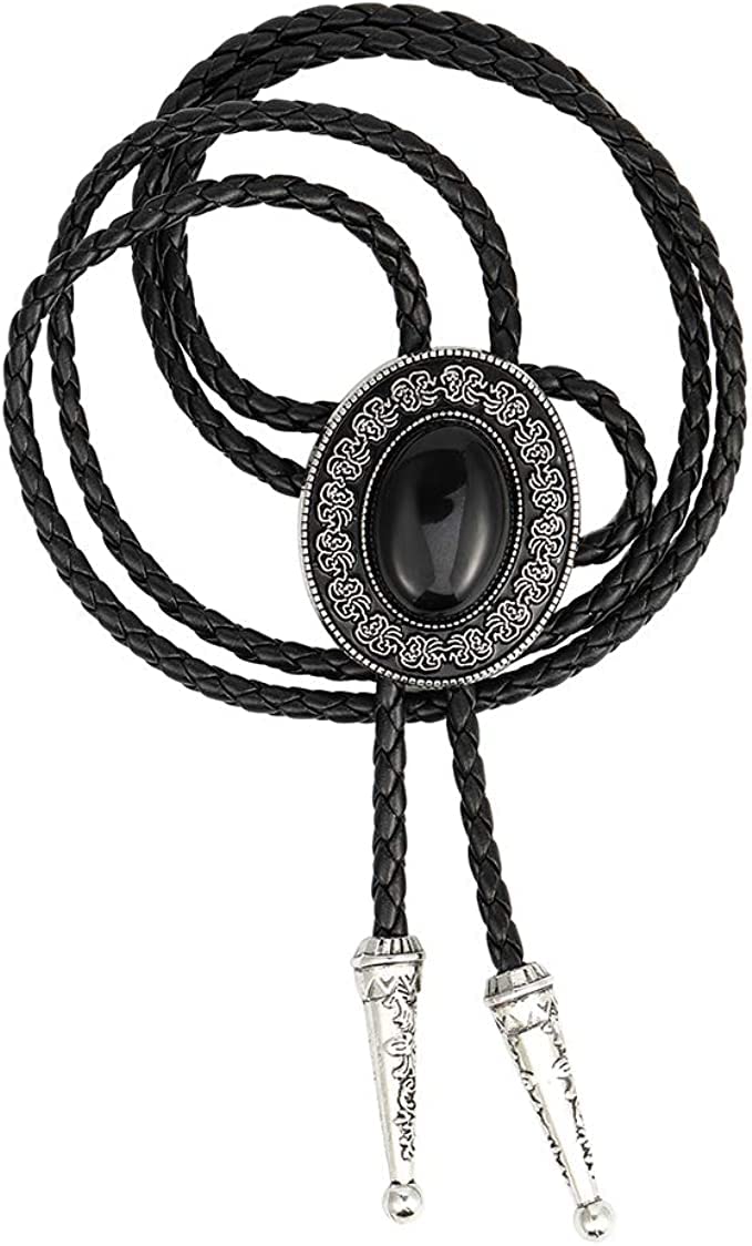 Vintage Style Alloy Fashion Bolo Tie Bow Tie for Mens (Black Onyx), Medium