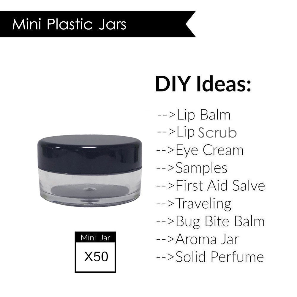 (50 Pieces, Clear) 3gram/3ml Round Clear Container Jars with Clear Screw Cap Lids for Lip Balms, Makeup Samples Makeup Eye Shadow Nails Powder Jewelry - BPA Free