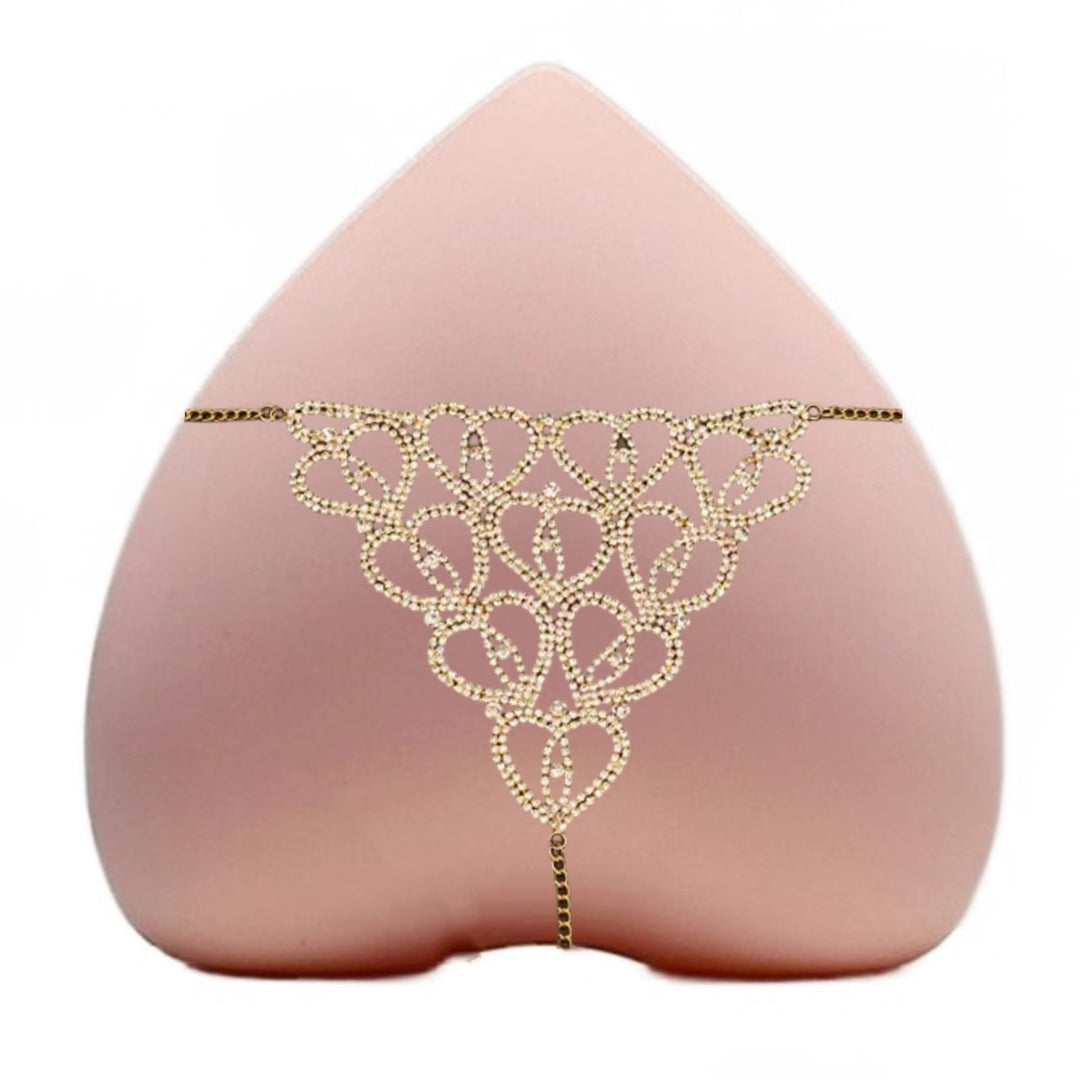 (Gold) Body Chain Jewelry Women Bikini Rhinestone Underwear Waist Belly Chain Blingbling Crystal Thong Night Jewelry for Women