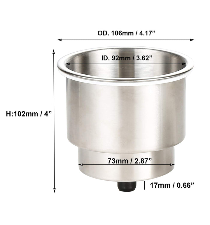 4 Height Boat Cup Holder Stainless Steel Recessed Drink Holders RV Inset Pontoon Cup Holder with Drain for Ships Sofa Car Table Recliner Camper (2pcs)