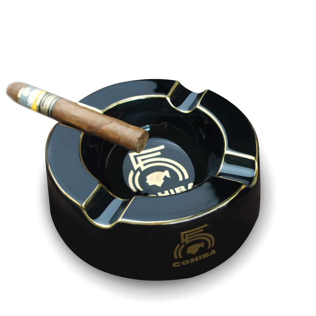 Cigar Ashtray Big Ashtrays for 8 Round Cigarettes Large Rest Outdoor Cigars Ashtray for Patio/Outside/Indoor Ashtray (Yellow)