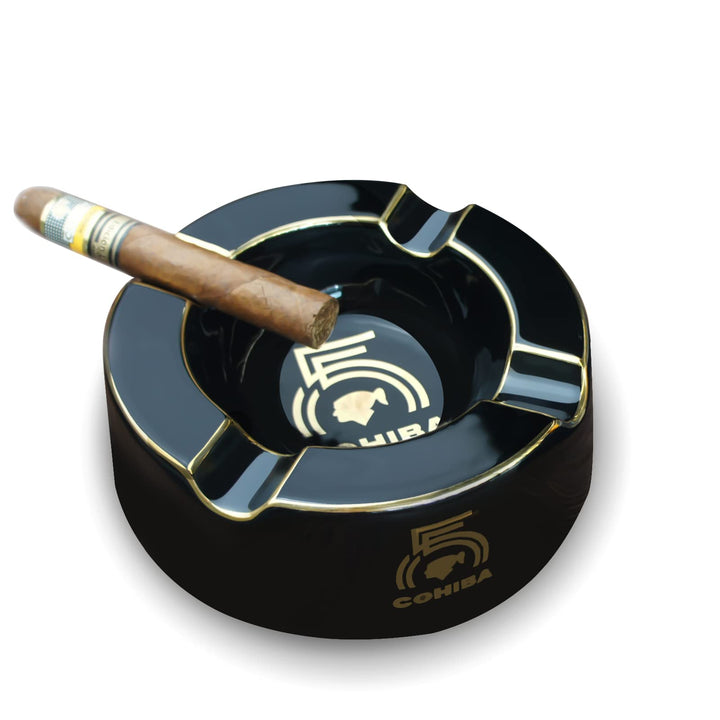 Cigar Ashtray Big Ashtrays for 8 Round Cigarettes Large Rest Outdoor Cigars Ashtray for Patio/Outside/Indoor Ashtray (Yellow)