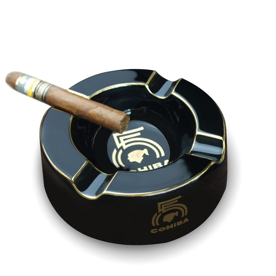 Cigar Ashtray Big Ashtrays for 8 Round Cigarettes Large Rest Outdoor Cigars Ashtray for Patio/Outside/Indoor Ashtray (Yellow)