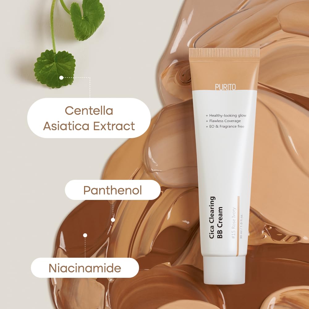 Cica Clearing BB Cream #15 Rose Ivory 1 fl.oz / 30ml, Vegan bb cream, foundation, cruelty free