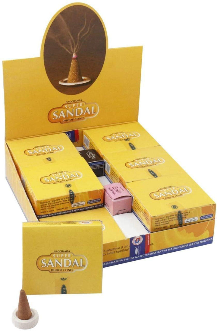 Nag Champa Super Sandal Incense Dhoop Cones, Pair of 12 Cone Boxes - (IN15)