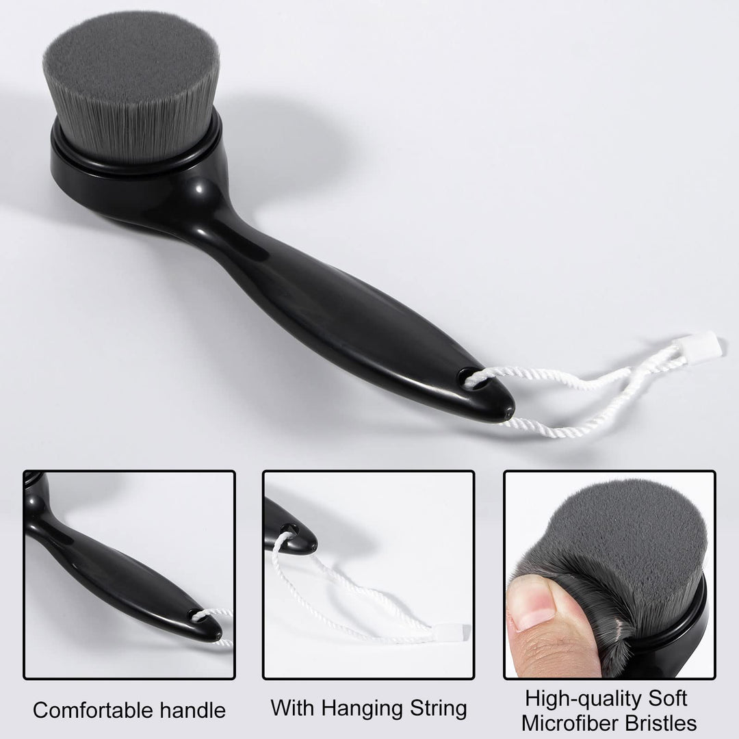 2 Pack Soft Bristle Facial Cleansing Brush for Deep Pore Cleaning, Face Exfoliating Scrub Brush with Bamboo Charcoal Bristle for Face Cleansing Skincare, Massage, Black