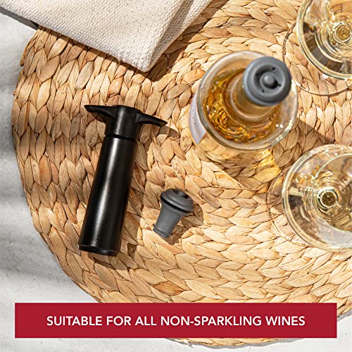 Wine Saver Vacuum Stoppers - Set of 4 - Gray - for Wine Bottles - Keep Wine Fresh for Up to a Week with Airtight Seal - Compatible with Wine Saver Pump
