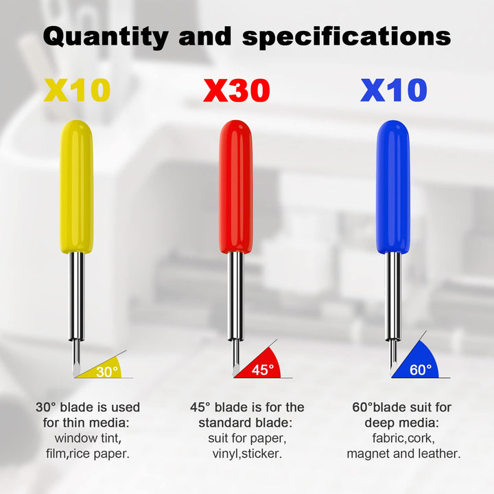 50PCS Replacement Blades Compatible with Explore Air 2/Air 3/Maker/Maker 3/Expression, 10PCS Fine Point Blades, 10PCS Deep Point Blade and 30PCS Standard Cutting Neddles