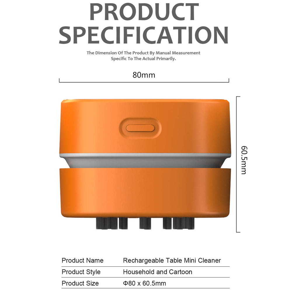 Desktop Vacuum Cleaner,Mini Table dust Sweeper Energy Saving with auto Power-Off Function,High Endurance up to 400 mins,Cordless&360º Rotatable Design for Keyboard/Office(Orange Charging)