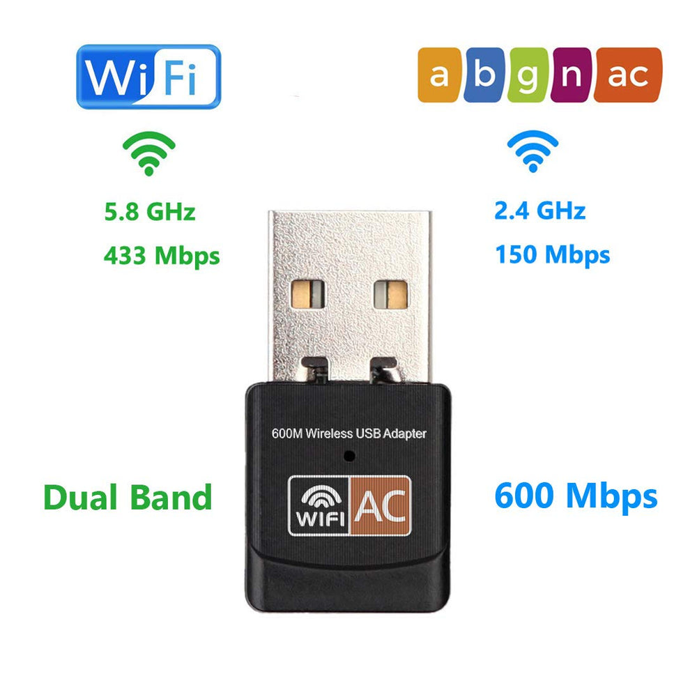 USB Wireless Adapter 600Mbps Realtek RTL8811CU Chipset Mini Type Dual Band 11AC WiFi Dongle IEEE 802.11 a b g n ac for Laptop Desktop IPTV USB 3.0 Network Adapter for Windows 10 Mac Linux