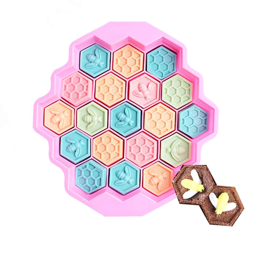 Bee Honeycomb Silicone Soap Mold Baking Cake Mold 19-Hole Dessert Cake Pan Mold