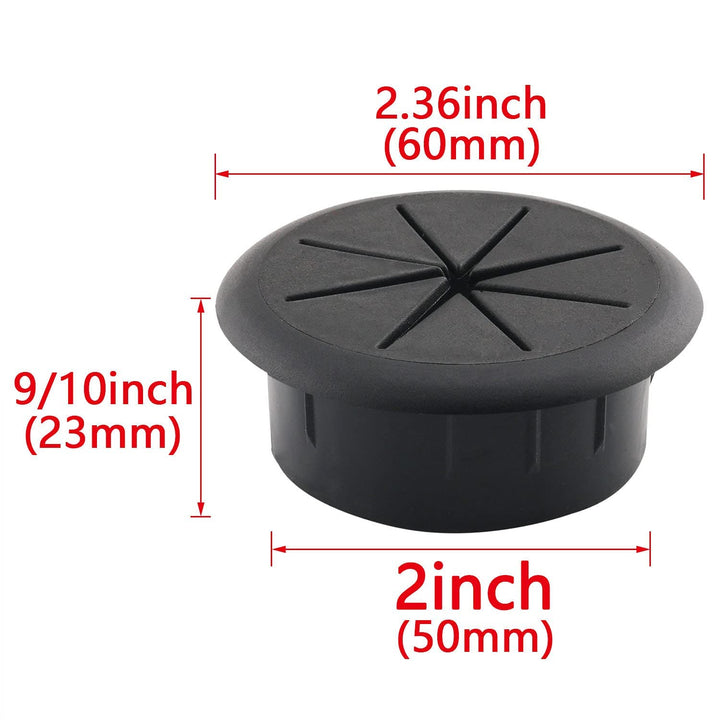 2PCS 2Inch (50mm) Desk Cord Grommets Wire Cable Hole Cover for Office PC Desk Cable Cord Cover Black