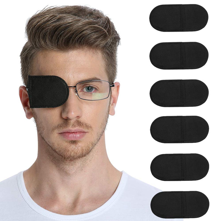 FCAROLYN 6pcs Eye Patches for Glasses (Large Size,Black