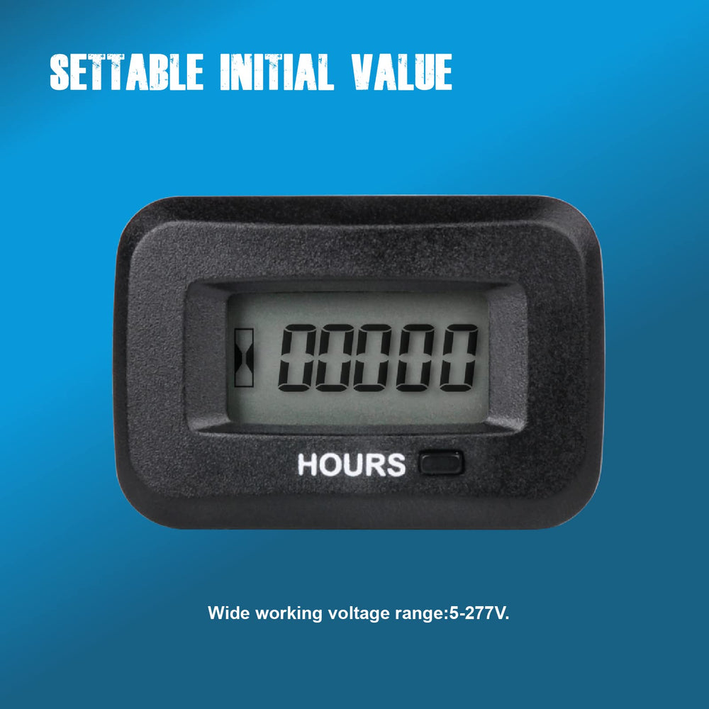 AC/DC 5V to 277V Hour Meter Gauge Maintenance Timer Tracking for ZTR Lawn Mower Tractor Generator Compressor ATV Boat Golf Cart Forklift Snowmobile