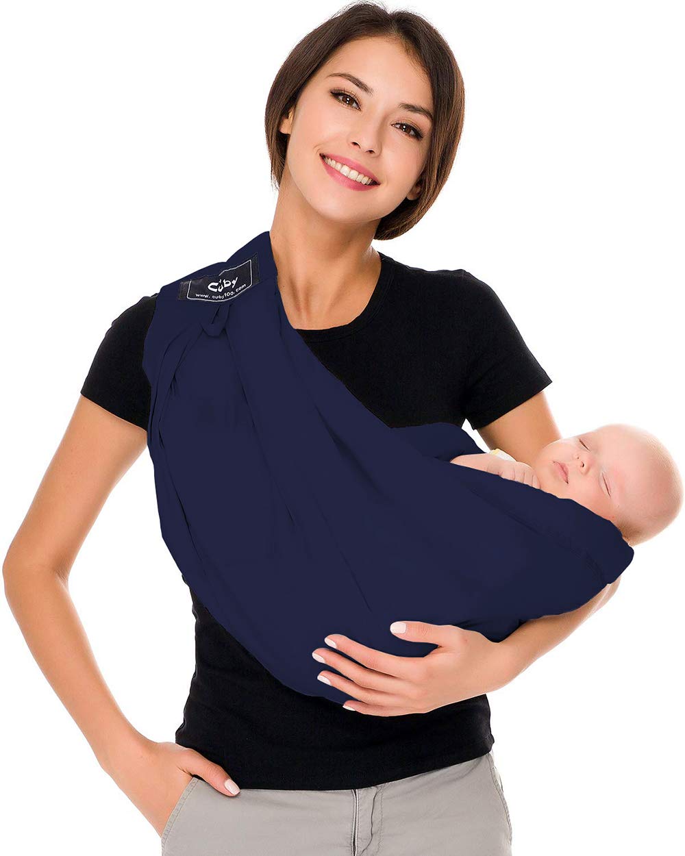 CUBY Baby Carrier, Natural Cotton Baby Sling Baby Holder Extra Comfortable for Easy Wearing Carrying of Newborn, Infant Toddler Carrier Sling for Baby Registry, Nursing,Breastfeeding (Aegean Sea)