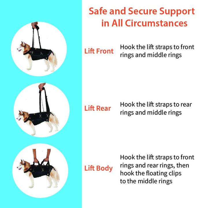 5-in-1 Dog Support Harness - Full Body Lift Harness Support Sling Padded Vest Back Brace - Great for Pet Mobility, Hip & Joints, Back Support, Anxiety by Neoally (X-Large)