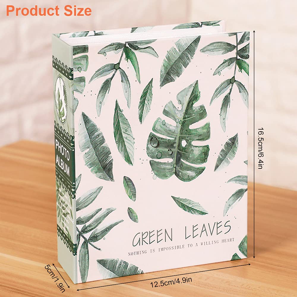 Photo Album 4x6 Vertical Hold 100 Pictures, Photo Album Self Adhesive 50 Pages Pockets 2 Per Page, Print Photo Album Book Small Scrapbook for Baby, Wedding Photo (leaf)