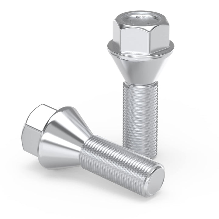 12x1.25 Lug Bolts, 20PCS Wheel Bolts 28mm Shank 17mm Hex 48mm Length Conical Seat 60 Degree Solid Chrome Studs Set for 2014-2020 Jeep Renegade | 2018-2020 Jeep Compass | 2014-2020 Jeep Cherokee