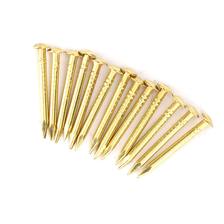 100Pcs Brass Escutcheon Tacks, Round Head Brass Brad Nail Hardware Nail Assortment Kit Furniture Hinge Hardware Accessories 10mm/15mm/18mm/22mm(18mm Length)