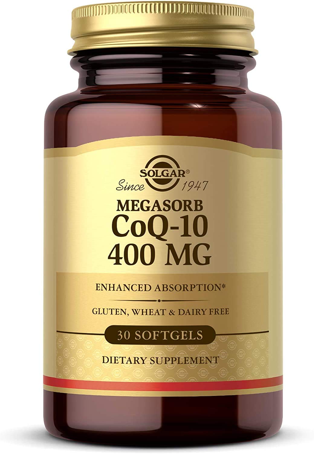 Solgar Megasorb CoQ-10 400 mg, 30 Softgels - Supports Heart &amp; Brain Function - Coenzyme Q10 Supplement - Enhanced Absorption - Gluten Free, Dairy Free - 30 Servings