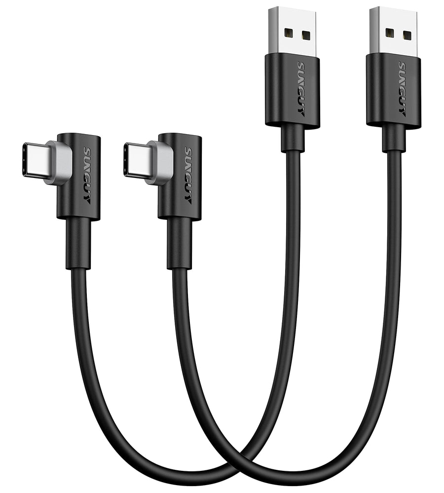 USB C 90 Degree Cable 1FT, 2-Pack Right Angle 3A USB 2.0 Type C Fast Charge & Sync Cord Compatible with Samsung Galaxy S20 S10 S9 S8 Plus S10E, A10e A20 A50 A51 A71, Note 20 10, Moto G7 G8