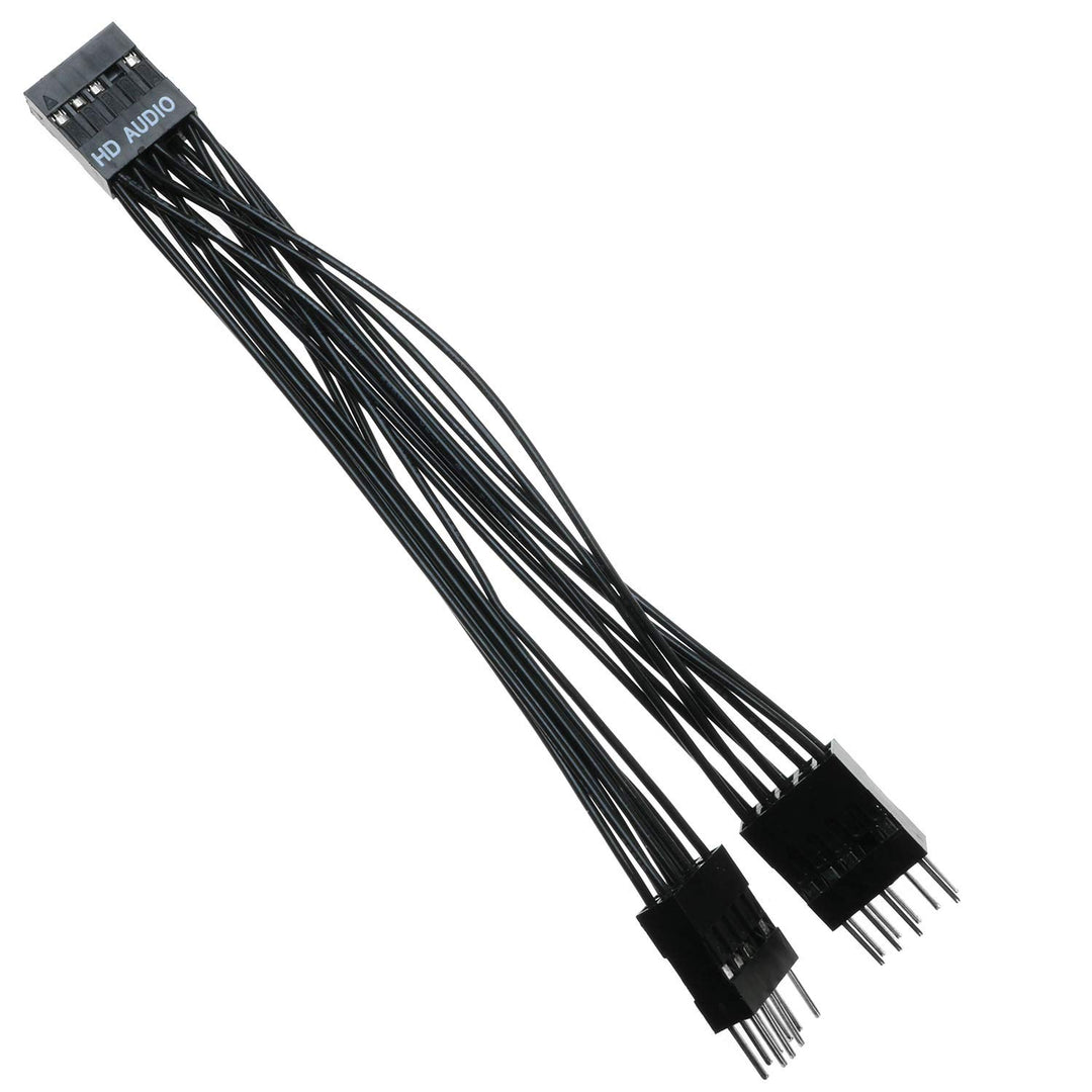 Magic&amp;shell 9 Pin HD Audio 1 Female to 2 Male Splitter Y Cable Lead Wire for Motherboard 10cm