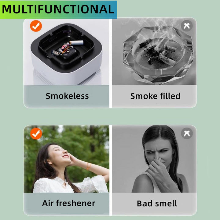 Smokeless Ashtray for Cigarettes, Multifunctional Ash Tray for Indoor Home Office (Non-Rechargeable)