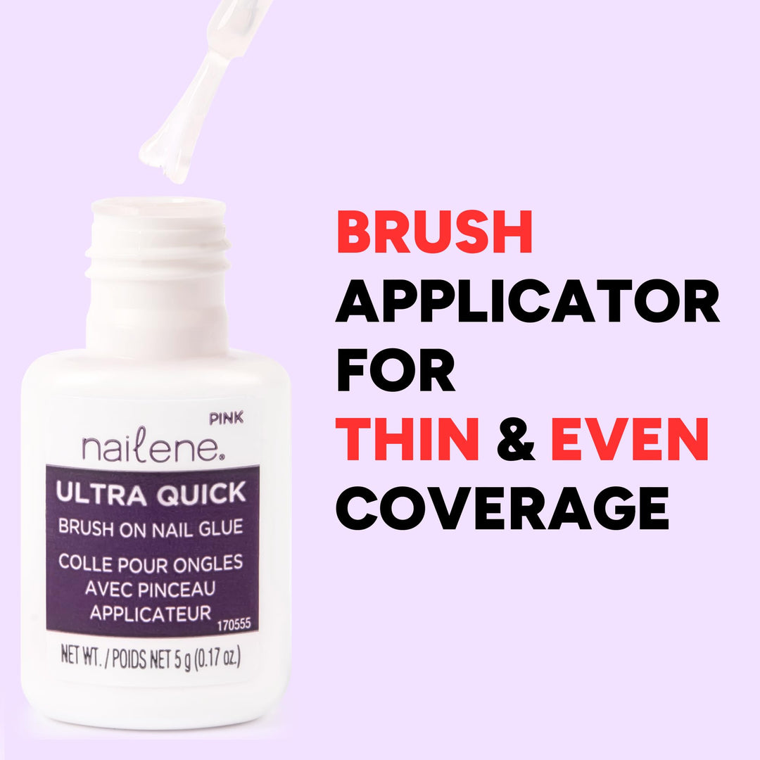 Nailene Ultra Quick Pink Brush On Nail Glue, 0.17 Fl Oz