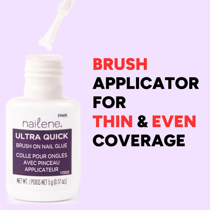 Nailene Ultra Quick Pink Brush On Nail Glue, 0.17 Fl Oz