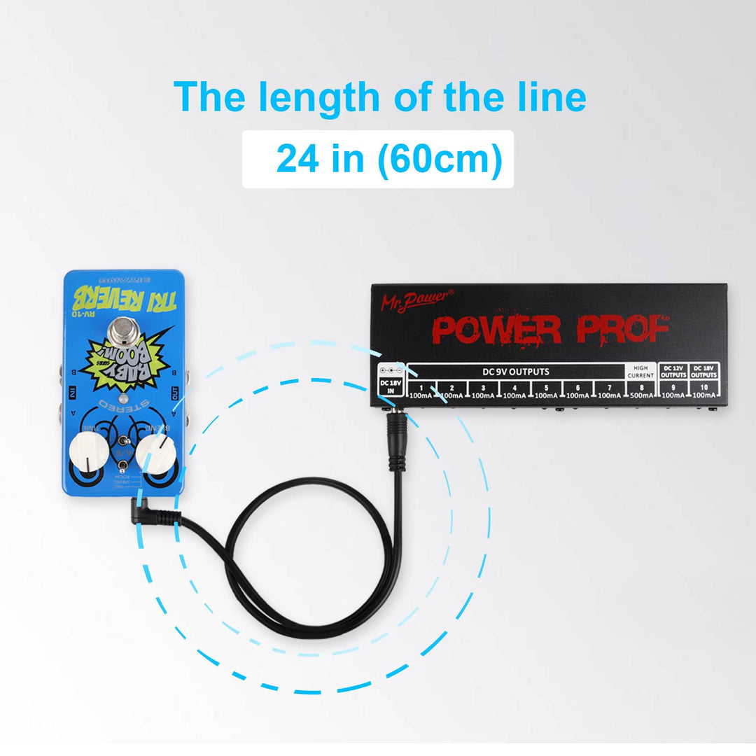 Guitar Effect Pedal DC Cable 5.5 x 2.1mm Power Lead/Cord, Male to Male 24AWG Connector Plug Wire Adapter (24 in, 8 Pack)