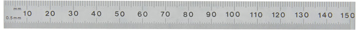 52-381-005-0, Inch/Metric Flexible Satin Chrome Steel Rule - 150mm