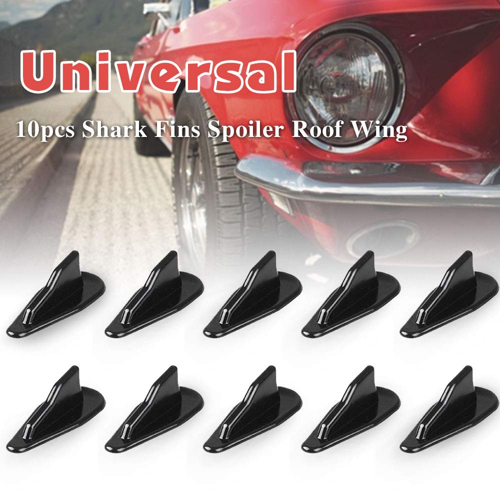 Spoiler Roof Wing, Air Vortex Generator Diffuser Shark Fin Universal 10pcs Kit Black
