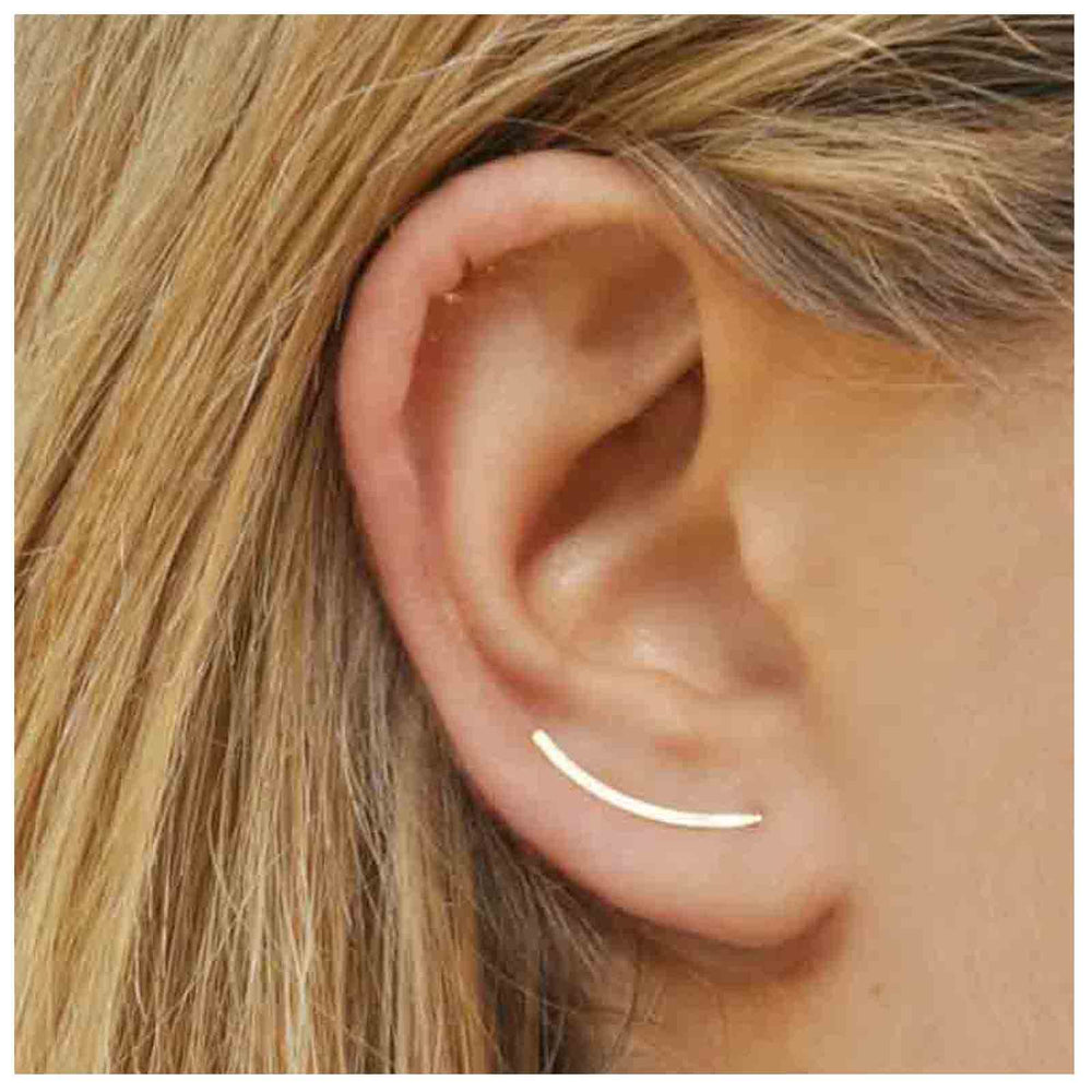 Boho Bar Ear Climber Earrings Gold Stick Studs Earrings Bar Ear Crawler Earrings Geometric Minimalist Earrings Jewelry for Women (Gold)