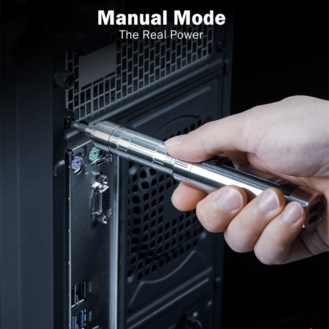 MINIWARE ES15 Mini Electric Screwdriver, Cordless Precision Screwdriver Set with Rechargeable Battery, 24 Magnetic Bits &amp; OLED Display, Perfect for PC Building and Electronics Repair