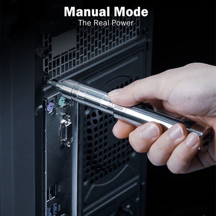 MINIWARE ES15 Mini Electric Screwdriver, Cordless Precision Screwdriver Set with Rechargeable Battery, 24 Magnetic Bits &amp; OLED Display, Perfect for PC Building and Electronics Repair