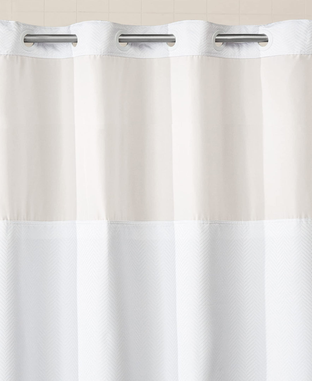 Hookless Montage Chevron Shower Curtain with Fabric Lin