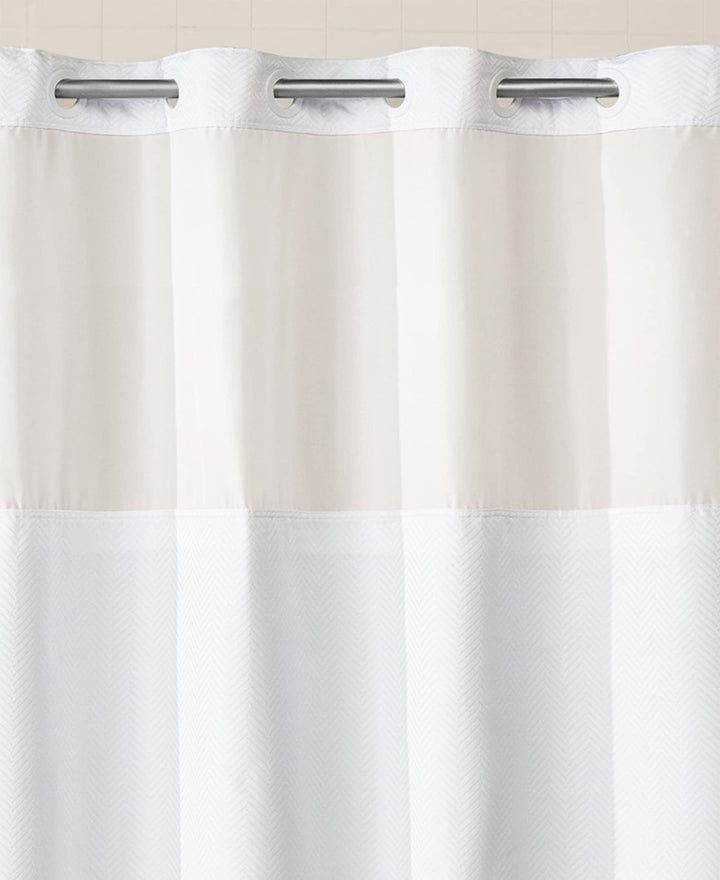 Hookless Montage Chevron Shower Curtain with Fabric Lin