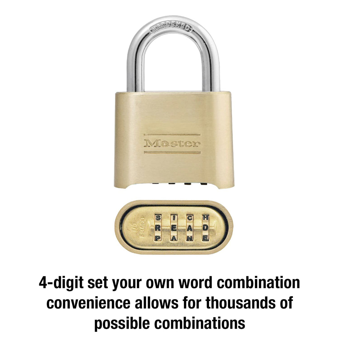 Padlock, Set Your Own Letter Combination Lock, 2 in. Wide, 175DWD, 1- inch, Tan
