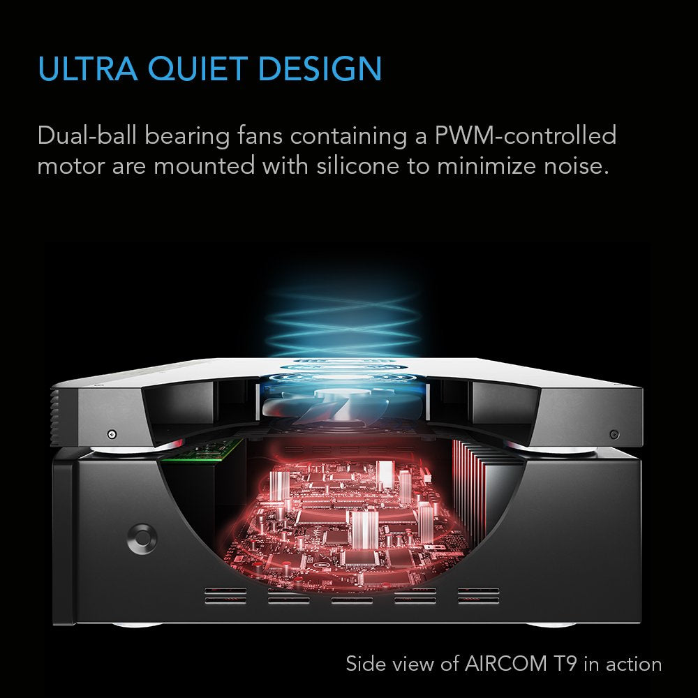 AIRCOM S7, Quiet Cooling Fan System 12 Top-Exhaust for Receivers, Amps, DVR, AV Cabinet Components