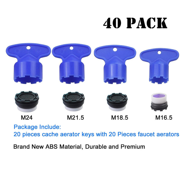 20 Pieces Cache Faucet Aerator Key Removal Wrench Tool with 20 Pieces Faucet Aerator for M 16.5 18.5 21.5 24 Cache Aerators