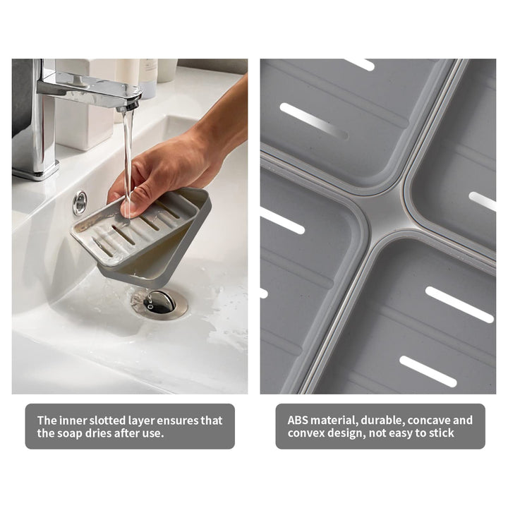 Soap Dish, 2PCS Plastic Soap Holder for Bathroom and Camping Gym Travel, Soap Saver Combination (Removable), Two Simple Double-Layer Bar Soap Holder, Easy to Clean, Drainable