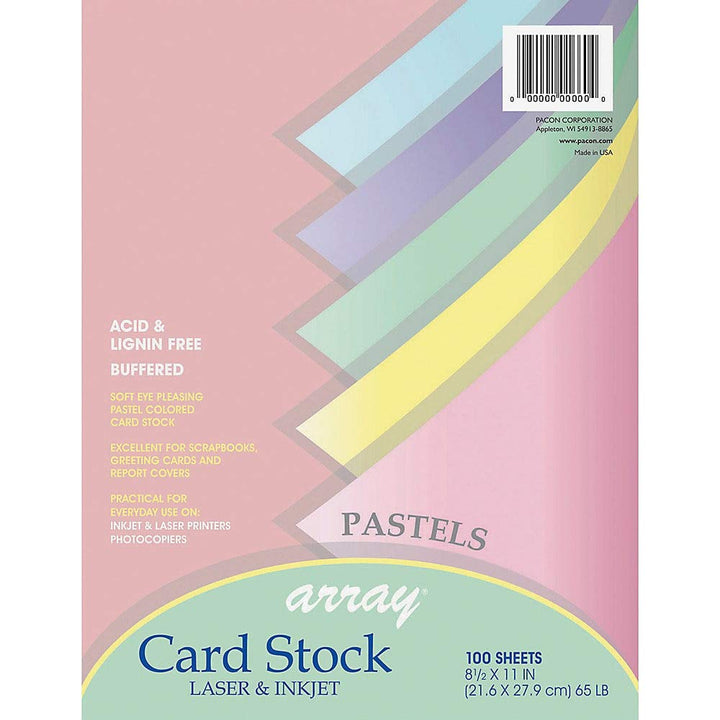 Card Stock, 8 1/2 inches x 11 Inches, Pastel Assortment, 100 Sheets (101315)