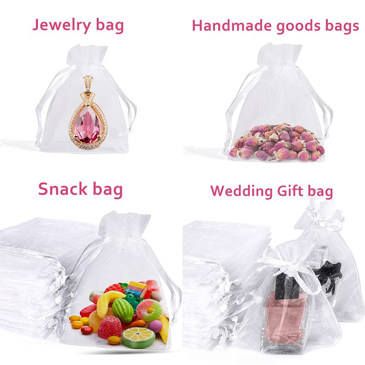 Organza Bags 3x4 inch White Color 100pcs Jewelry Pouche